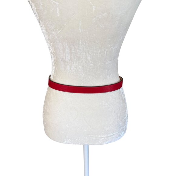 Leatherock Inc. red genuine leather adjustable waist belt gold buckle small - Picture 4 of 9